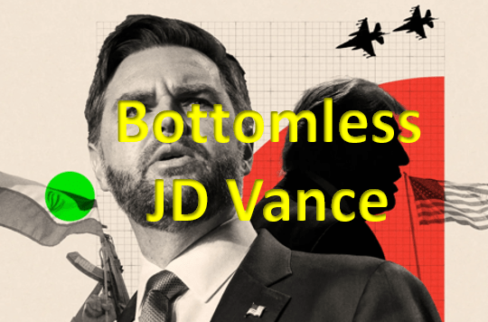 JD Vance superimposed over Trump, labeled bottomless.